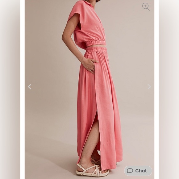 Country Road size 10 coral coloured thick linen maxi skirt - Picture 3 of 7